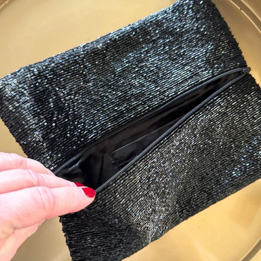 Tuckernuck Gunmetal Beaded Evening Clutch